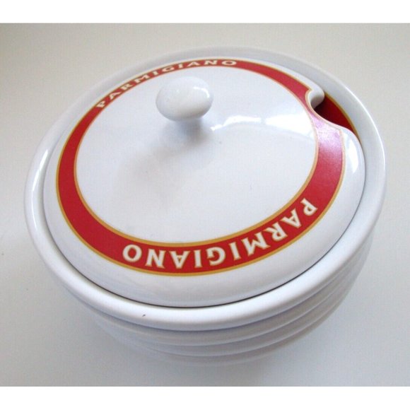 Pottery Barn Parmigiano Olio D'Oliva Bowl Set "Vintage Posters" Dip 4 Bowl/1 Lid - Picture 3 of 15